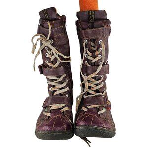 TMA Eyes Womens Size USA 9 UK 41 Boots Red Leather Lace Up Mid Calf